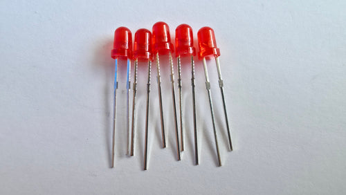 3mm LED Dioder - Rød (Pakke med 5 stk.)--KompoNemt-KompoNemt