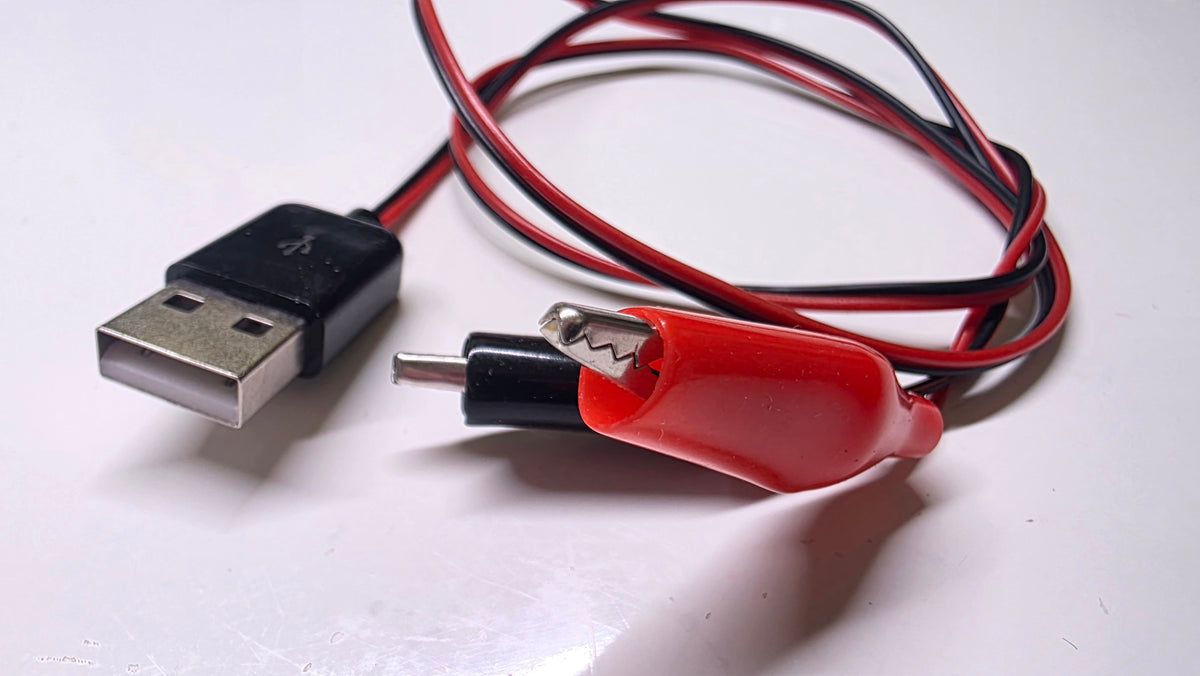 USB-A (Han) til Krokodillenæb Testkabel (60cm) – Hurtig 5V strøm til bænken! 🔌🐊