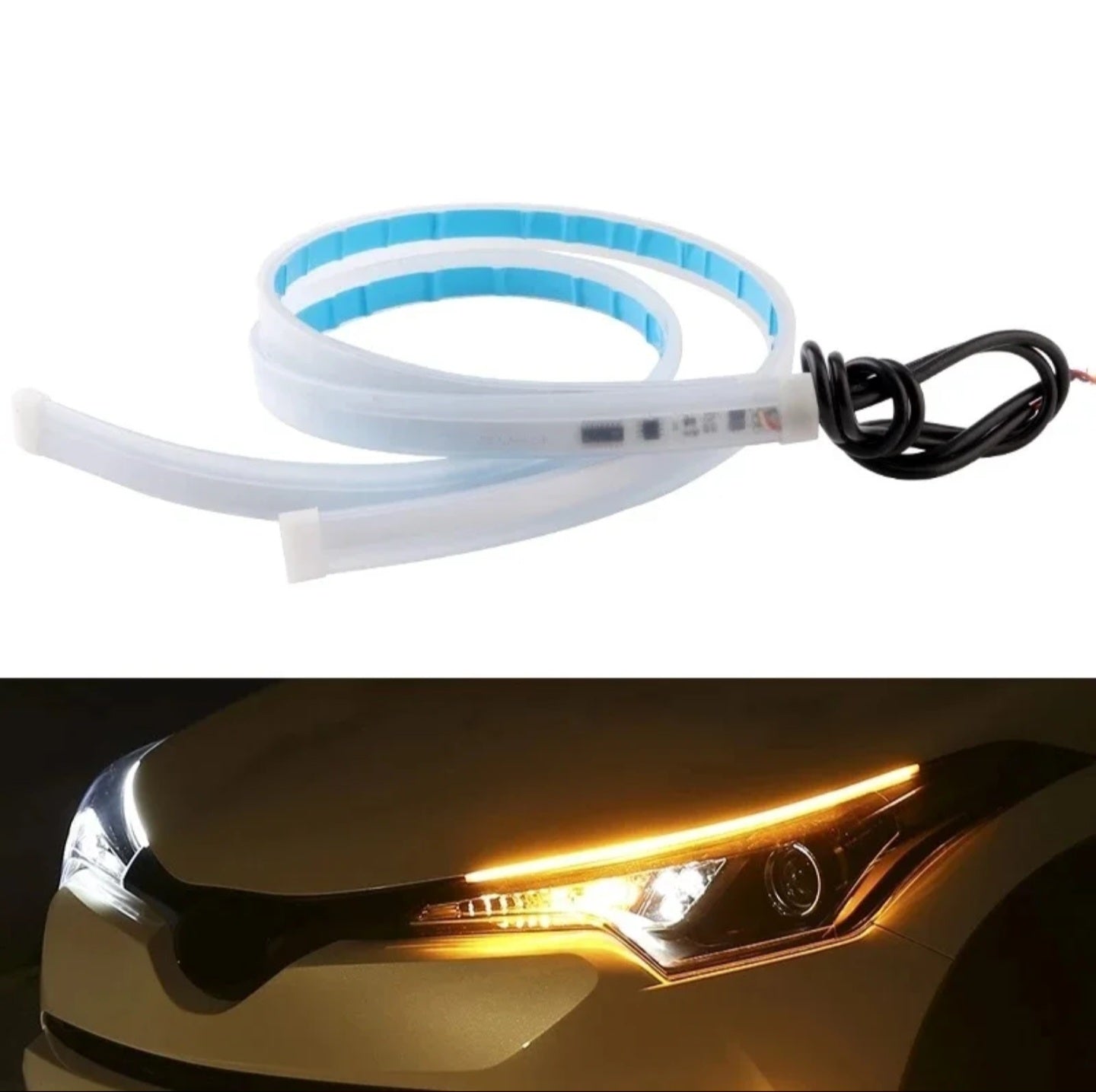 🏎️ Ultra-tyndt Fleksibelt LED Kørelys (Hvid - 30cm) m. Startup Scan – Sæt med 2 stk. ⚡