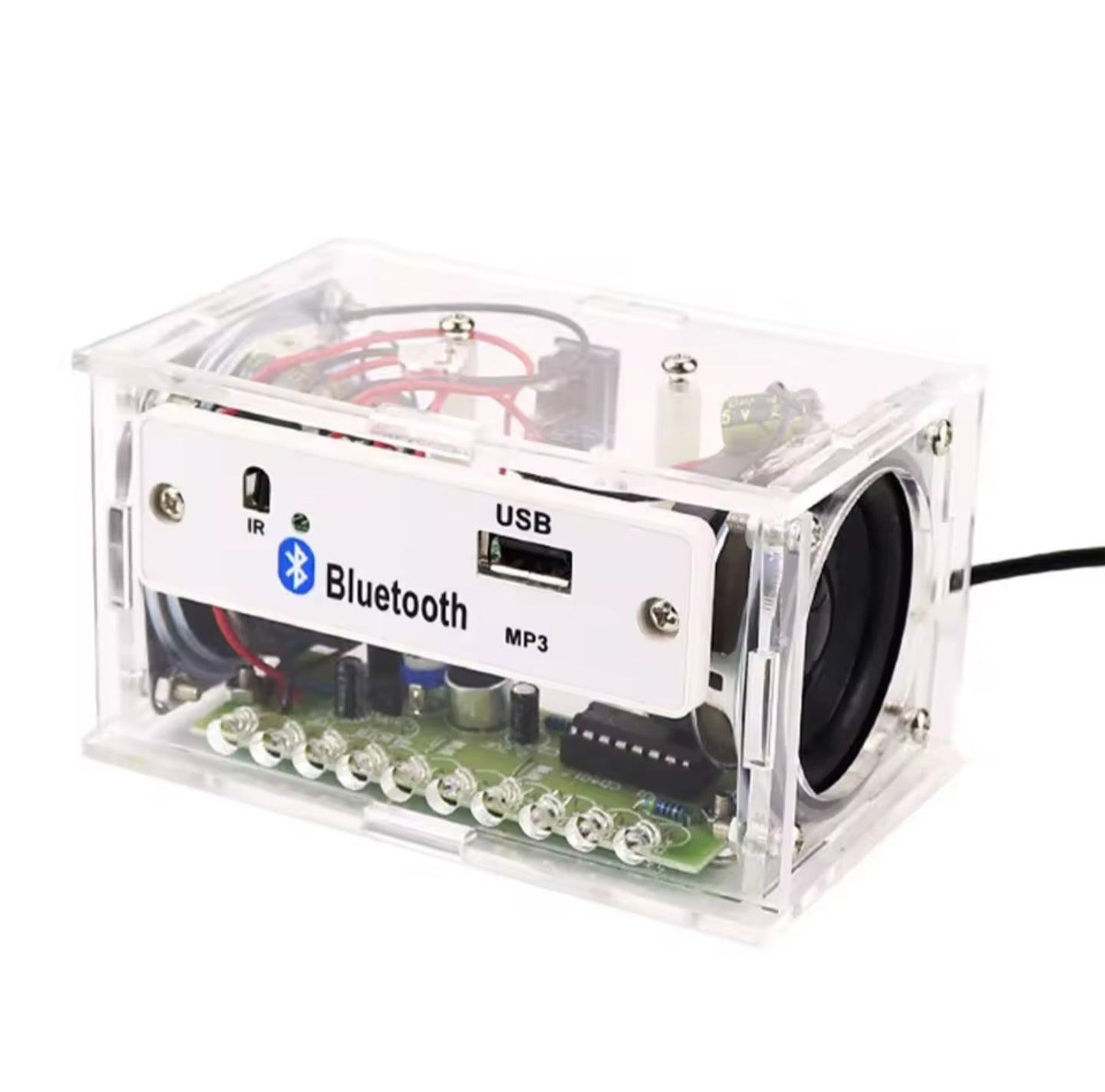 Byg-Selv Bluetooth Stereo Højtaler Kit (Gennemsigtig Akryl) 🎵🔊